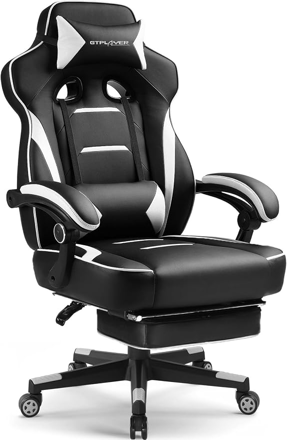 GTPLAYER Gaming Chair with Footrest, Big and Tall Game Chair 350lb Racing Style by GTPLAYER