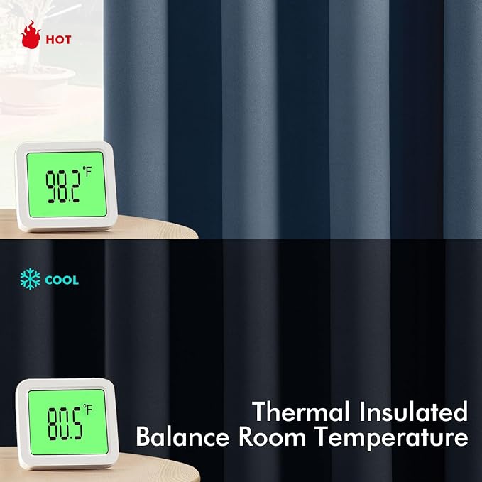 MIULEE Blackout Curtains for Bedroom 2 Panels 50 x 63 Inch Long Stone Blue | - Image 3