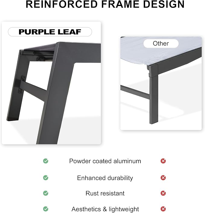 PURPLE LEAF Outdoor Chaise Lounge Set of 2 Aluminum Patio Lounge Chair - Image 7