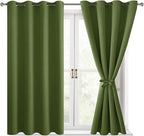 Blackout Curtains for Bedroom, Olive Green, 52 x 54 Inch 2 Panels | Thermal - Image 8