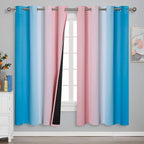 Pink and Blue Ombre Curtains for Bedroom 72 Inch Long | Room Darkening Curtains by ESTELARTEXTILER