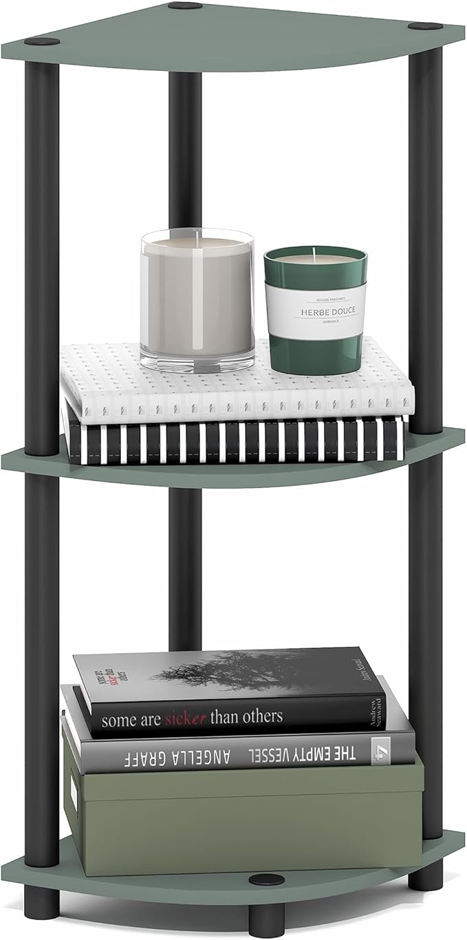 Furinno Turn-N-Tube Corner Shelf, 3-Tier Corner Bookshelf, Display Storage - Image 3