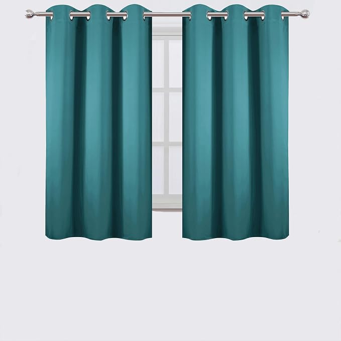 Sea Teal Blackout Curtains 42 x 54 Inch Length Set of 2 Panels Grommet Bedroom - Image 2