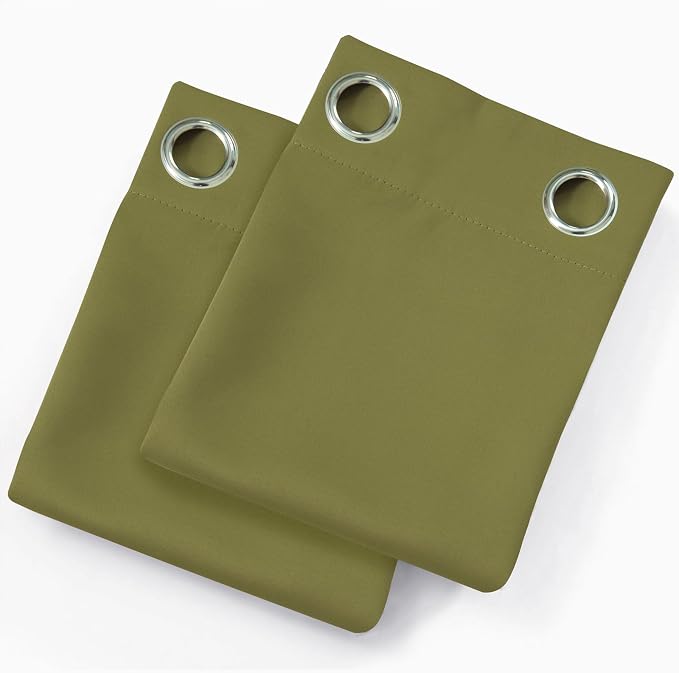 Blackout Curtains 66 x 72 Inch Long Olive Green Curtains Set of 2 Panels Room - Image 9