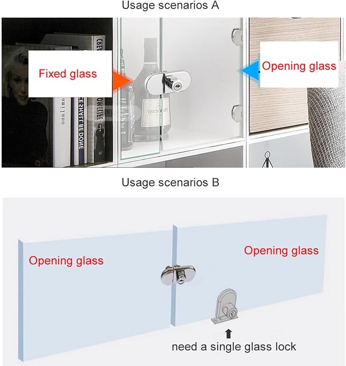 2Pcs Glass Cabinet Lock with Keys, Display Case Lock - Image 4