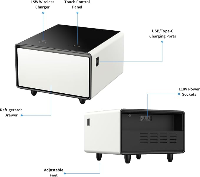 Smart Coffee Table with Fridge, Smart Center Table with Wireless Charging - Image 4