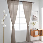 SpaceDresser Basic Rod Pocket Sheer Voile Window Curtain Panels Taupe 1 Pair 2 - Image 2