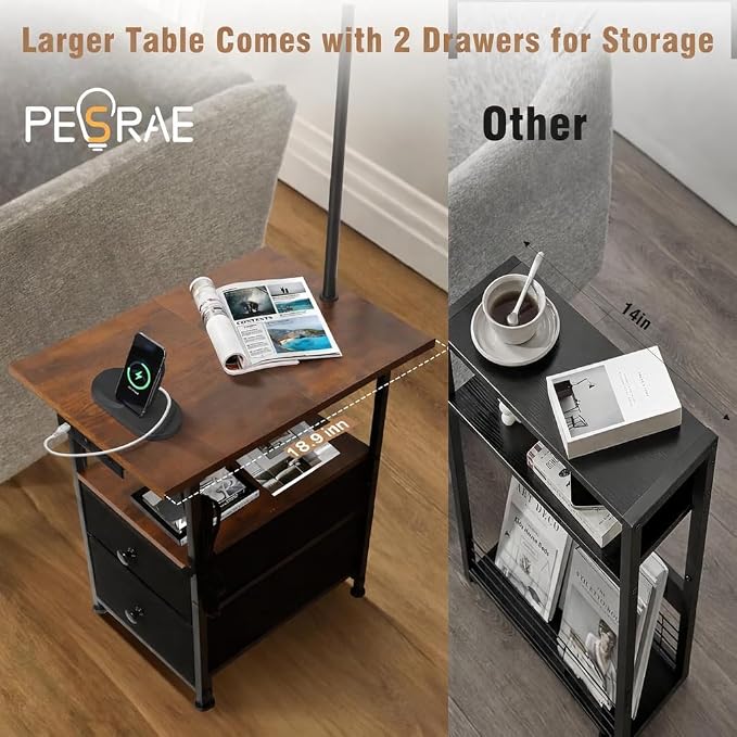 PESRAE Floor Lamp with Table & 2 Drawers, End Table with 3 Color Temperature - Image 6
