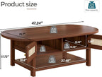 LVB Rattan Coffee Table, Boho Wood Living Room Table - Image 2