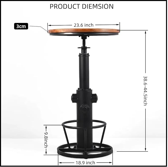 Rustic Industrial 3 Piece Bar Table Set - Image 2