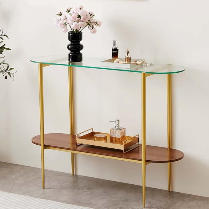 LumFurn Oval Glass Console Table - Image 3