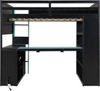 Full Size Gaming Loft Bed with Integrated Desk & RGB LED Lights, Pro-Gamer Bunk - Image 9