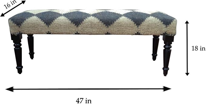 LR Home Tan/Black Upholstered Bench - Image 3