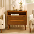 HULALA HOME End Table with Charging Station, Mid-Century Modern 2 Drawer and by HULALAHOME