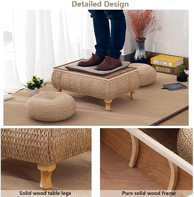 Japanese-Style Rattan Floor Table - Image 5