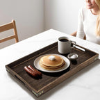 Serving Tray with Handles, 15.8"x 11" Wood Decorative Tray - Image 9