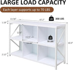 6 Cube Storage Organizer Bookshelf, Industrial Horizontal Bookcase, Accent - Image 2