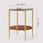 LumFurn Round Glass End Table, Mid-Century Modern Design Sofa Table - Image 2