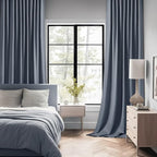 MIULEE Stone Blue Back Tab Blackout Curtains 52x90 Inch Long 2 Panels Set | Rod - Image 2