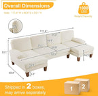 Karl home 111" Sectional Sofa U-Shaped 4-Seat Couch - Image 2