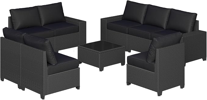 Aoxun Patio Furniture Set, Widen Armrests Wicker Outdoor Sectional - Image 10