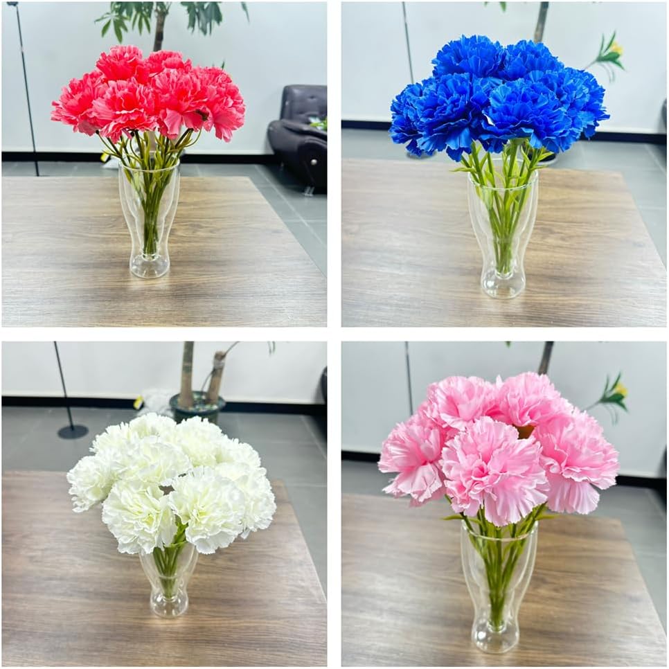 Rikyo 10pcs Pink Fake Carnation Flowers Stem, Realistic Silk Petals - Image 5