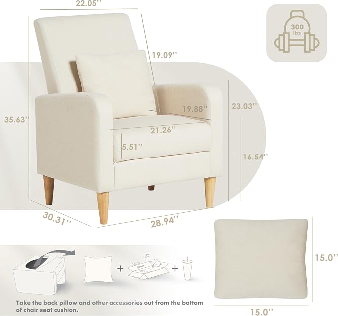 COLAMY Mid-Century Modern Upholstered Accent Chair - Image 2
