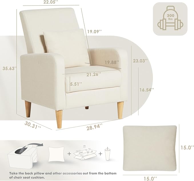 COLAMY Mid-Century Modern Upholstered Accent Chair - Image 2