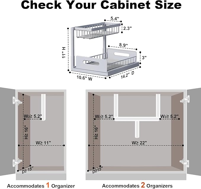 REALINN Under Sink Organizer, Pull Out Cabinet Organizer 2 Tier Slide Out Sink - Image 2