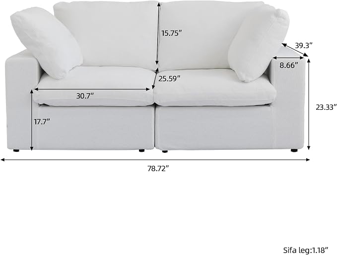 JACH Modular Cloud Sectional Sofa, Love Seat Cloud Couch, Modern Comfy Sofas - Image 2