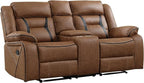EBELLO Faux Leather Manual Loveseat Recliner, 2 Seat Reclining Sofa Chair - Image 7