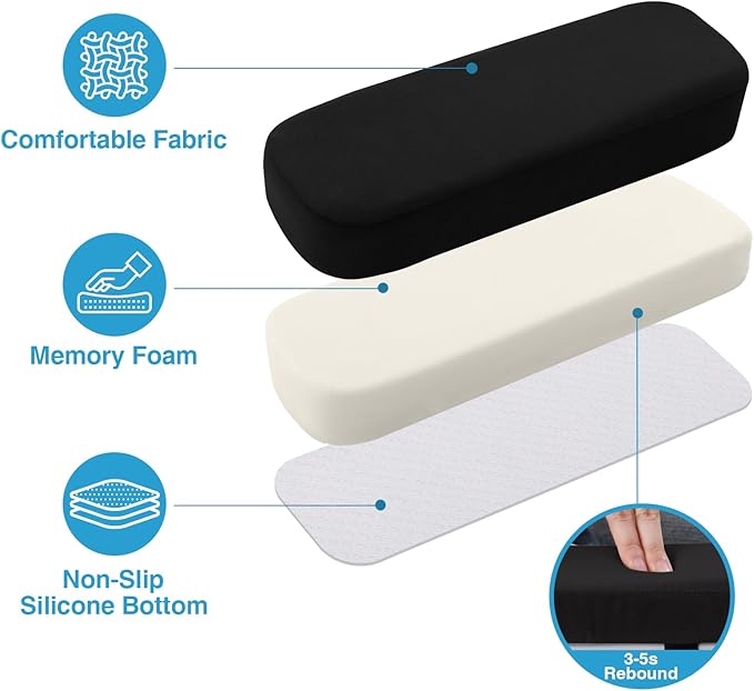 Smiry Ergonomic Office Chair Armrest Pads, Memory Foam Arm Rest Covers - Image 3