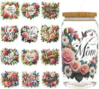 4pcs Mother's Day Series Design UV DTF Cup Wraps Winter UV DTF Transfer Sticker by Unknown