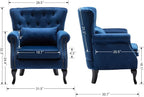 Set of 2 Mid-Century Modern Accent Chair, Velvet Armchair w/Tufted Back/Wood - Image 3
