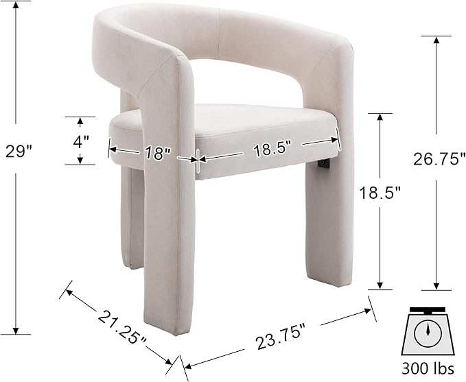 VESCASA Linen Barrel Dining Chair - Image 2
