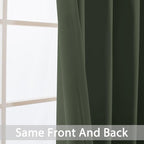 Yakamok Room Darkening Curtains 52x63 inch Length Greyish Green-Living Room | 2 - Image 4