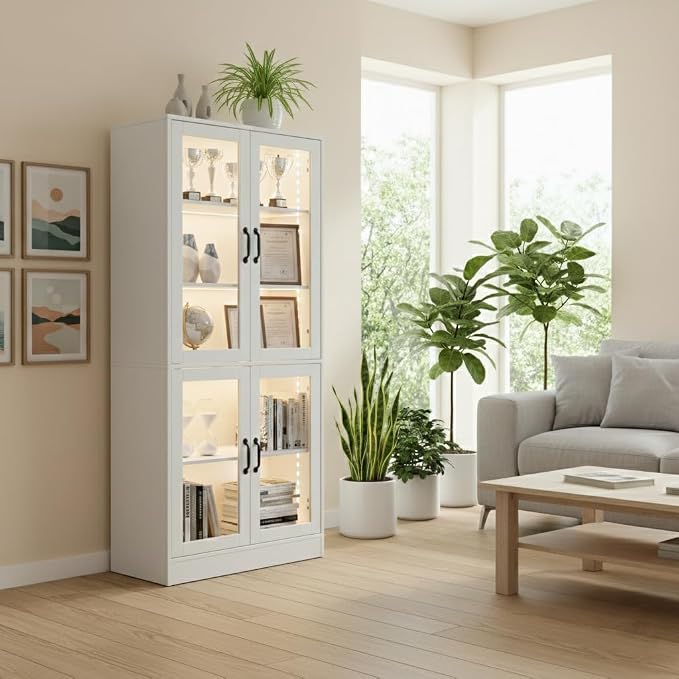 holzart Modern White 5-Tier Display Cabinet - Image 8