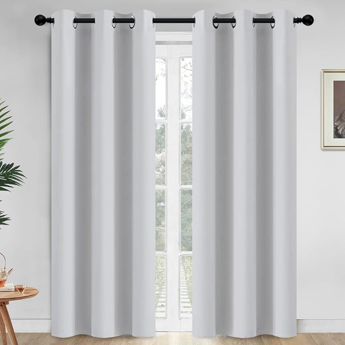 Yakamok Room Darkening Curtains 42x84 inch Greyish White-Living Room | 2 panels by Yakamok