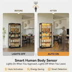 Display Cabinet with Glass Doors & LED Lights, 5 Tier Lighted Display Case - Image 5
