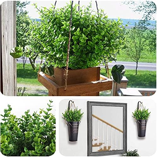 CATTREE Artificial Shrubs Bushes, Plastic Eucalyptus Leaves Fake Green Plants Wedding Indoor Outdoor Home Garden Verandah Kitchen Office Table Centerpieces Arrangements Christmas Decoration 5 pcs - Image 2