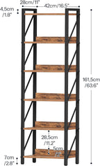 HOOBRO Bookshelf, 6-Tier Industrial Bookcase, Book Shelf Storage Organizer - Image 3