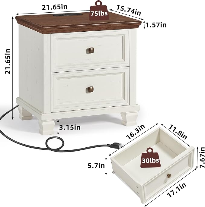 SAVOR LIFE Farmhouse Nightstand - Image 2