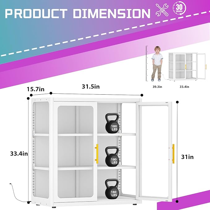 PAOFIN 34" Display Cabinet - Image 2