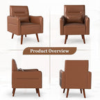 Bonzy Home Mid-Century Modern Faux Leather Accent Chair Set of 2 - Image 6