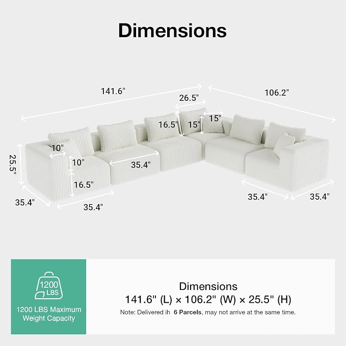 Novilla 141" Modular Sectional Sofa, Modern Cloud Sectional Couch - Image 2