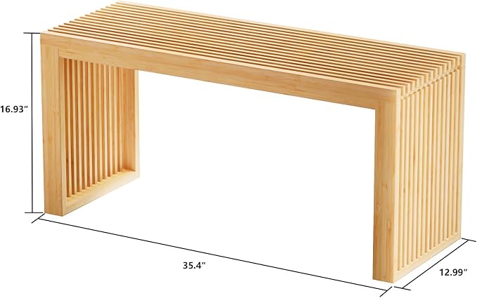 Bamboo Dining Bench, 35 inch Farmhouse Decor Indoor Kitchen Table Bench - Image 3
