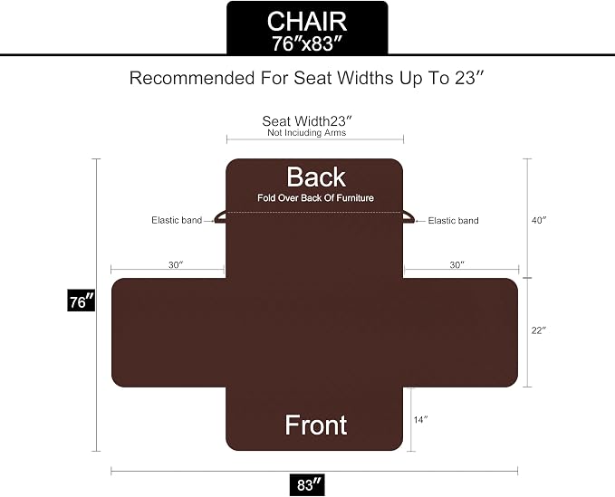 U-NICE HOME Reversible Recliner Chair Covers, Pet Friendly, Elastic Straps - Image 6
