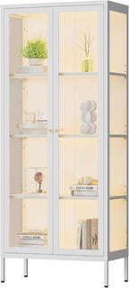 Polup Display Cabinet with 3 Color LED Lights and Tempered Glass, 66 Inch Tall by POLUP