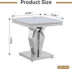 Henf Marble End Table Modern White Faux Marble Sofa Side Table - Image 2