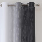 Black and Greyish White Ombre Blackout Curtains - Image 4
